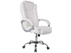 Chaise De Bureau Karen Elevable Et Fauteuil Inclinable En Simili Cuir Blanc