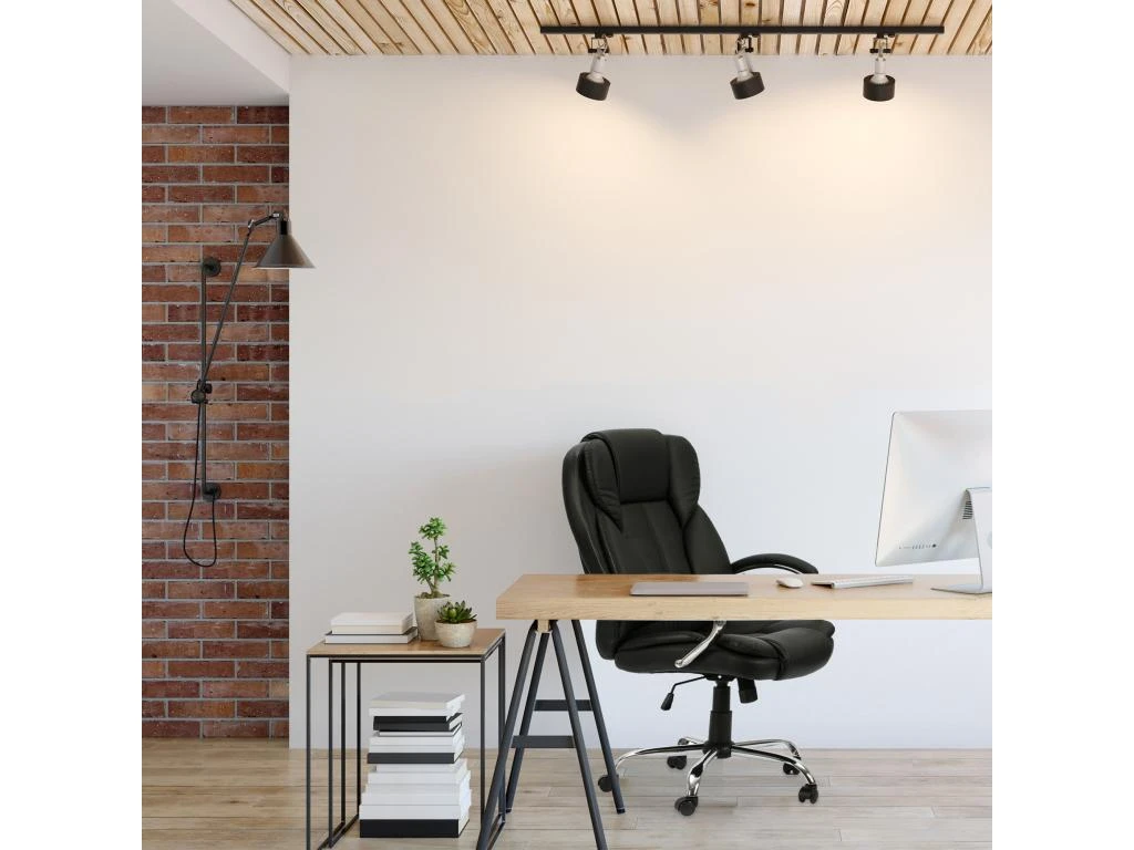 Fauteuil De Bureau à Hauteur Réglable Et Inclinable Nixon Similicuir Noir – Image 5