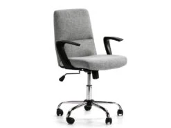 Fauteuil De Bureau Relevable Teo Matelassé Avec Tissu Gris Clair