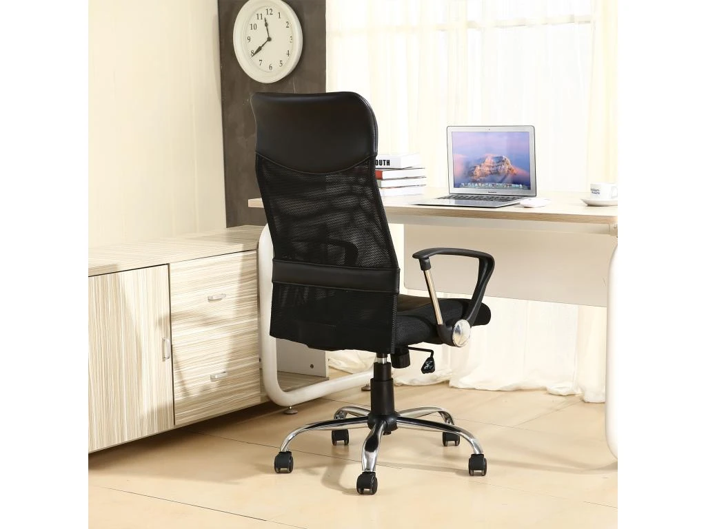 Chaise De Bureau Campus Relevable Et Fauteuil Inclinable En Simili Cuir Noir – Image 5