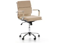 Fauteuil De Bureau Fenix Inclinable Taupe, Cuir Synthétique