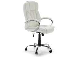 Fauteuil De Bureau à Hauteur Réglable Et Inclinable Nixon Similicuir Blanc